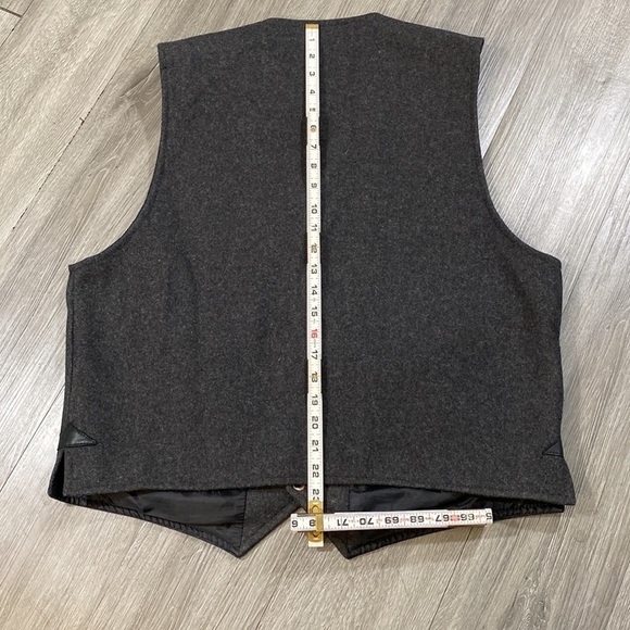 Kactus Western Wear Vintage Gray Wool Vest with Black Vegan Leather size L - Picture 6 of 6